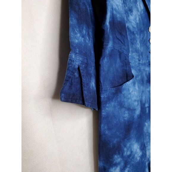 Soft Surroundings Eza 100% Linen Tie Dye Tunic Length Blazer Jacket - Picture 5 of 8